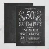 50e verjaardag uitnodiging schoolbord bloemen (Voorkant / Achterkant)