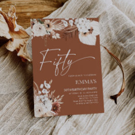 50e Verjaardag Uitnodiging Terracotta Boho Pampas