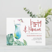 50e verjaardag uitnodiging Tropische Cocktail (Staand voorkant)