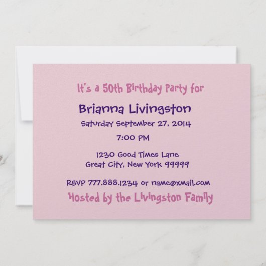 50e verjaardag Uitnodiging van de Partij van de Aa (Achterkant)