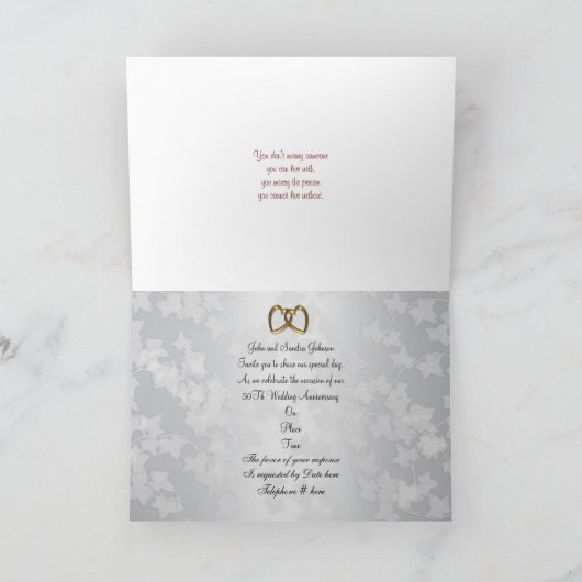 50e verjaardag uitnodiging van partij red gold (Binnen)