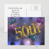 50e verjaardag uitnodiging viering briefkaart (Voorkant / Achterkant)