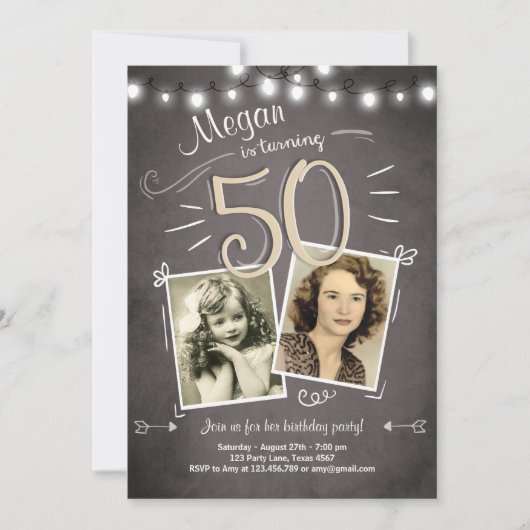 50e verjaardag uitnodiging Vintage 50 jaar (Voorkant)