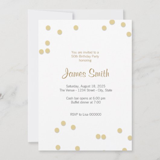 50e verjaardag Uitnodiging voor volwassen gouden b (Achterkant)