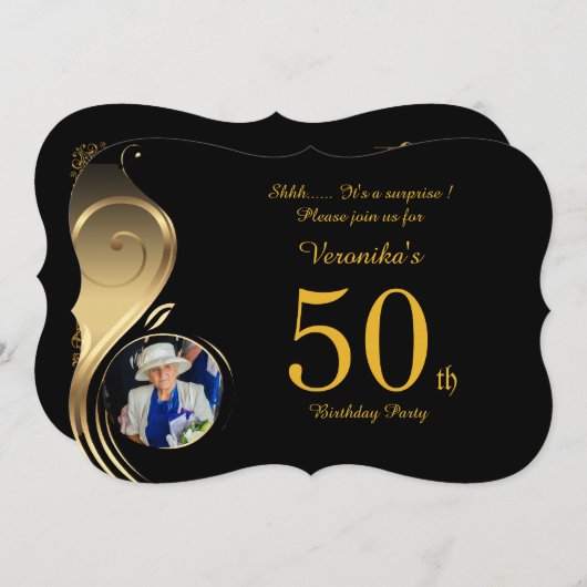 50e, Verjaardag Uitnodiging Vrouw Elke leeftijd, F (Voorkant / Achterkant)