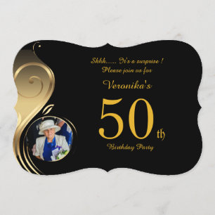 50e, Verjaardag Uitnodiging Vrouw Elke leeftijd, F