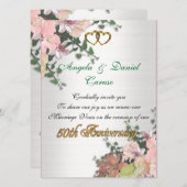 50e verjaardag Uitnodiging Waterverf bloemen (Voorkant / Achterkant)