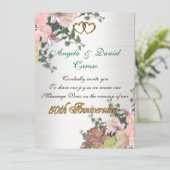 50e verjaardag Uitnodiging Waterverf bloemen (Staand voorkant)