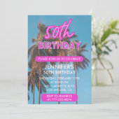 50e verjaardag uitnodiging Zomer Tropische Palm bo (Staand voorkant)