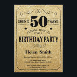 50e verjaardag uitnodiging zwart en goud glitter<br><div class="desc">50e verjaardag uitnodiging zwart en goud glitter typografie. Gouden en zwarte achtergrond. Verjaardag voor volwassenen. Verjaardag van Mannen of vrouwen. Kinder jongen of meisje dame tiener Bday Nodig uit. 13e 15e 16e 18e 20e 21e 30e 40e 50e 60e 70e 80e 90e 100e. Elke leeftijd. Voor verdere aanpassing klikt u op...</div>
