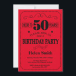 50e verjaardag uitnodiging zwart en rood<br><div class="desc">50th Birthday Invitation Black and Red Typography. Black and Red Background. Adult Birthday. Male Men or Women Birthday. Kids Boy or Girl Lady Teen Teenage Bday Invite. 13th 15th 16th 18th 20th 21st 30th 40th 50th 60th 70th 80th 90th 100th. Any Age. For further customization, please click the "Customize it"...</div>