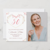 50e verjaardag uitnodigingen Boho Floral Foto (Voorkant)