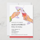 50e verjaardag uitnodigingen Cocktail Fun Party (Voorkant)