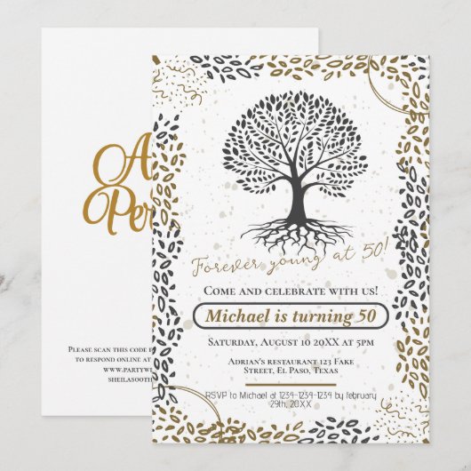 50e verjaardag uitnodigingen: Forever young op 50, Kaart (Voorkant / Achterkant)