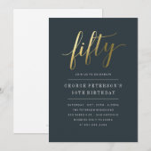 50e verjaardag uitnodigingen - Formal Faux Gold (Voorkant / Achterkant)