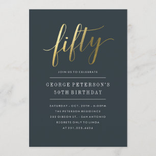 50e verjaardag uitnodigingen - Formal Faux Gold