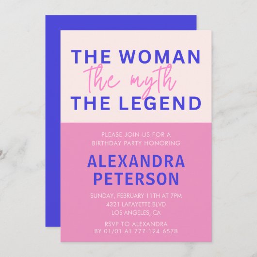 50e verjaardag uitnodigingen Funny Woman Myth Lege (Voorkant / Achterkant)