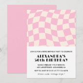 50e verjaardag uitnodigingen Geruit de kast Retro  (Voorkant / Achterkant)