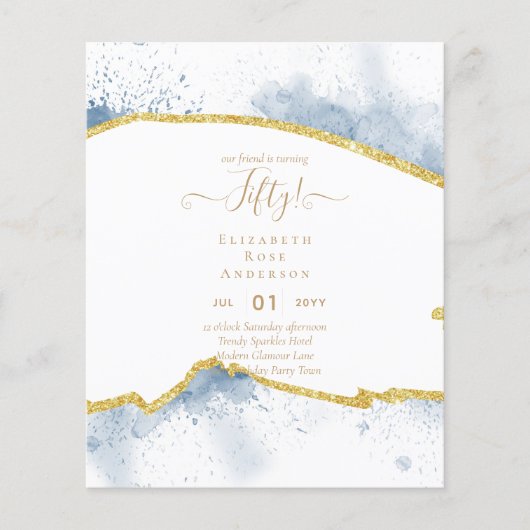 50e verjaardag Uitnodigingen Glitter Glamor (Voorkant)