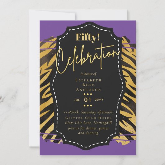 50e verjaardag Uitnodigingen Glitter Glamor (Voorkant)