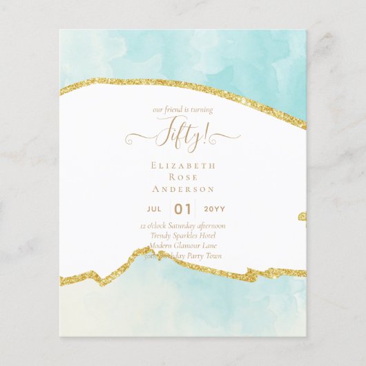 50e verjaardag Uitnodigingen Glitter Glamor (Voorkant)