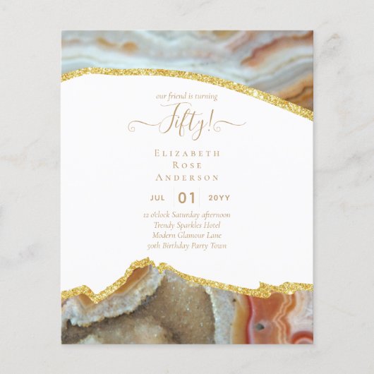 50e verjaardag Uitnodigingen Glitter Glamor (Voorkant)
