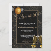 50e verjaardag uitnodigingen: Gouden op 50, QR Kaart (Voorkant)