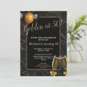 50e verjaardag uitnodigingen: Gouden op 50, QR Kaart (Staand voorkant)