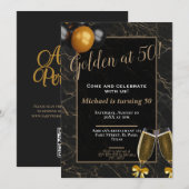 50e verjaardag uitnodigingen: Gouden op 50, QR Kaart (Voorkant / Achterkant)