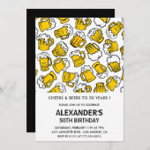 50e verjaardag uitnodigingen Mannen Cheers en Beer (Voorkant / Achterkant)