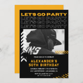 50e verjaardag uitnodigingen Mannen Fotospray verf (Voorkant / Achterkant)