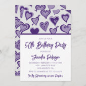 50e verjaardag uitnodigingen Schattige Harten Paar (Voorkant / Achterkant)