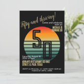 50e verjaardag uitnodigingen: Vijftig en bloeiende Kaart (Staand voorkant)