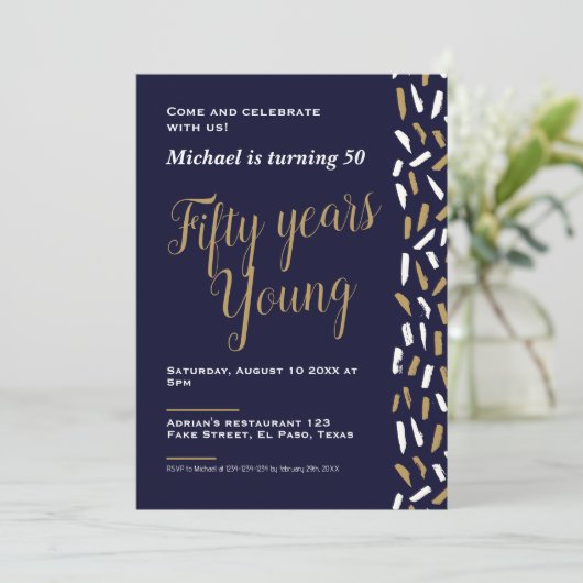 50e verjaardag uitnodigingen: Vijftig jaar jong, Q Kaart (Staand voorkant)