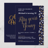 50e verjaardag uitnodigingen: Vijftig jaar jong, Q Kaart (Voorkant / Achterkant)