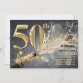 50E VERJAARDAG UITNODIGINGEN VOOR HEM - GOUDEN CHA (Voorkant)