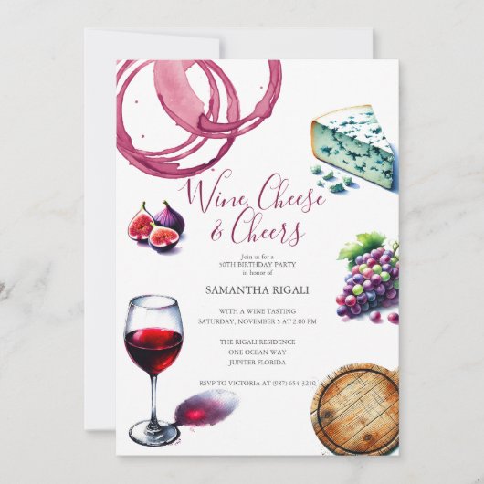 50e verjaardag uitnodigingen wijn thema (Voorkant)
