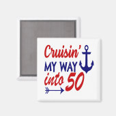 50e verjaardag van Birthday Cruise Magneet (Voorkant / Achterkant)