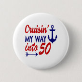 50e verjaardag van Birthday Cruise Ronde Button 5,7 Cm (Voorkant)
