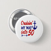 50e verjaardag van Birthday Cruise Ronde Button 5,7 Cm (Voorkant /achterkant)