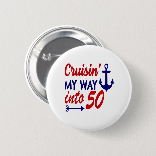 50e verjaardag van Birthday Cruise Ronde Button 5,7 Cm (Voorkant /achterkant)