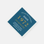 50e verjaardag van Blue Gold Add Name Standards Servet (Hoek)