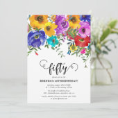 50e verjaardag van Bright en Vette Florals Kaart (Staand voorkant)