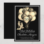 50e verjaardag van de 50e Fabulous Black White Kaart (Voorkant / Achterkant)