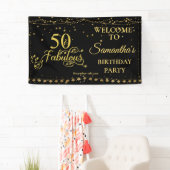 50e verjaardag van de 50e Fabulous Glitter Black Spandoek (Insitu)