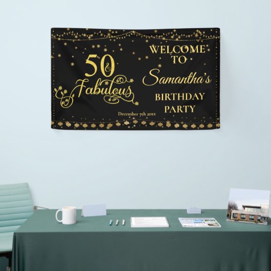 50e verjaardag van de 50e Fabulous Glitter Black Spandoek (Beurs)