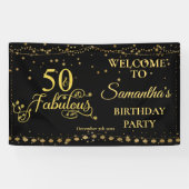 50e verjaardag van de 50e Fabulous Glitter Black Spandoek (Horizontaal)