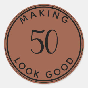 50e verjaardag van de 50e verjaardag van Terracott Ronde Sticker