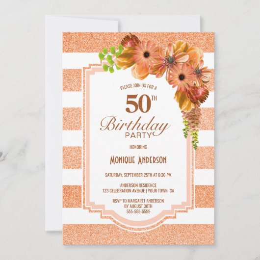 50e verjaardag van de Abrikozengestreden Floral Pa Kaart (Voorkant)