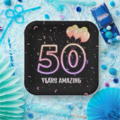 50e verjaardag van de ballonnen en Confetti Papieren Bordje (Feest)